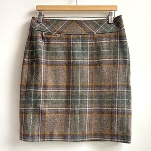 L.L. Bean Wool Blend Plaid Pencil Skirt Multicolor Size 8 PET